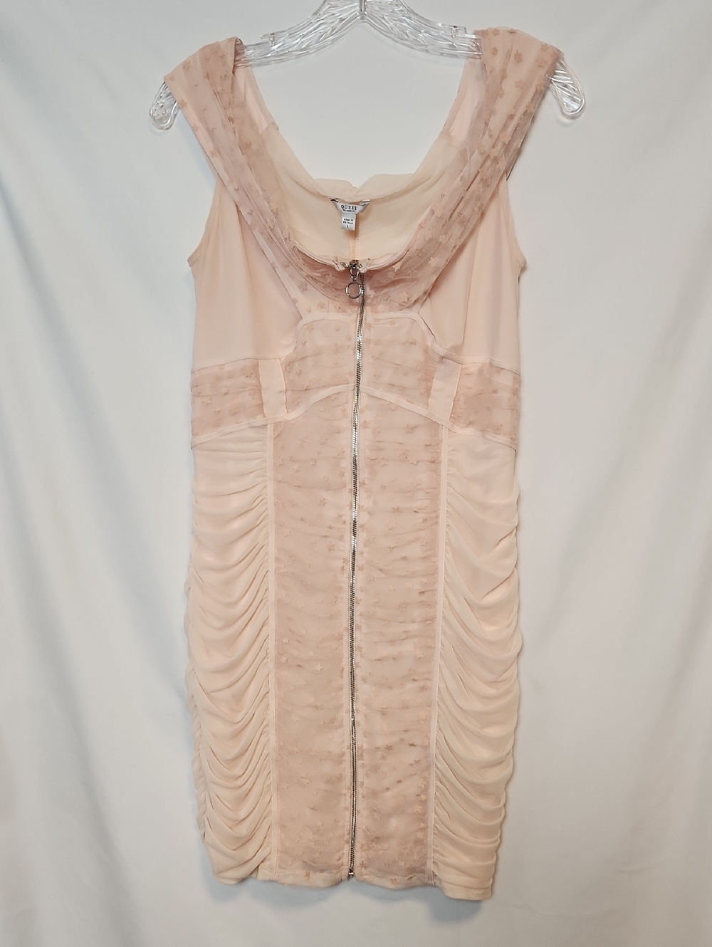 Guess Peach Off The Shoulder Mini Dress With Stars Size L